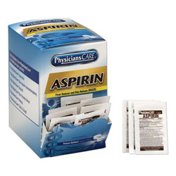 Physicians Care Aspirin Medication, Two-Pack, 50 Packs/Box