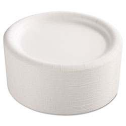 AJM Packaging Premium Coated Paper Plates, 9" dia, White, 125/Pack, 4 Packs/Carton