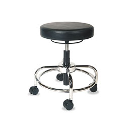 Alera HL Series Height-Adjustable Utility Stool , 24" Seat Height, Supports up to 300 lbs., Black Seat/Back, Chrome Base