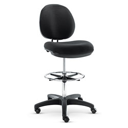 Alera Interval Series Swivel Task Stool, 33.26" Seat Height, Supports up to 275 lbs, Black Seat/Black Back, Black Base
