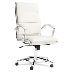 Alera Neratoli High-Back Slim Profile Chair, Supports up to 275 lbs, White Seat/White Back, Chrome Base