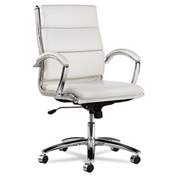 Alera Neratoli Mid-Back Slim Profile Chair, Supports up to 275 lbs, White Seat/White Back, Chrome Base