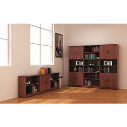 Alera Valencia Series Bookcase, Six-Shelf, 31 3/4w x 14d x 80 1/4h, Medium Cherry