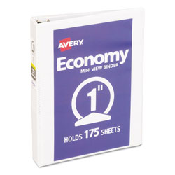 Avery Economy View Binder with Round Rings , 3 Rings, 1" Capacity, 8.5 x 5.5, White