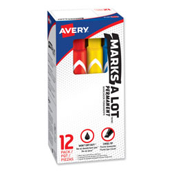 Avery MARKS A LOT Large Desk-Style Permanent Marker, Broad Chisel Tip, Assorted Colors, 12/Set