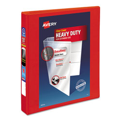 Avery Heavy-Duty View Binder with DuraHinge and One Touch EZD Rings, 3 Rings, 1" Capacity, 11 x 8.5, Red