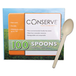 Baumgarten's Corn Starch Cutlery, Spoon, White, 100/Pack