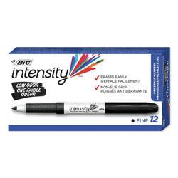 Bic Intensity Low Odor Dry Erase Marker, Fine Bullet Tip, Black, Dozen