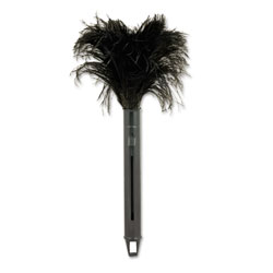Boardwalk Retractable Feather Duster, Black Plastic Handle Extends 9" to 14"