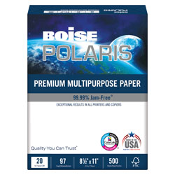 Boise POLARIS Premium Multipurpose Paper, 97 Bright, 20lb, 8.5 x 11, White, 500 Sheets/Ream, 10 Reams/Carton