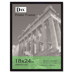Dax Flat Face Wood Poster Frame, Clear Plastic Window, 18 x 24, Black Border