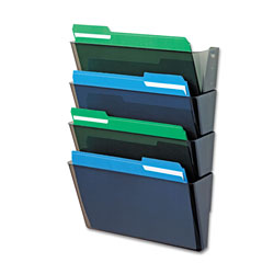 Deflecto DocuPocket Stackable Four-Pocket Wall File, Letter, 13 x 4 x 7, Smoke