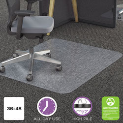 Deflecto Polycarbonate All Day Use Chair Mat - All Carpet Types, 36 x 48, Rectangular, Clear