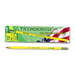 Dixon Ticonderoga Pencils, B (#1), Black Lead, Yellow Barrel, Dozen