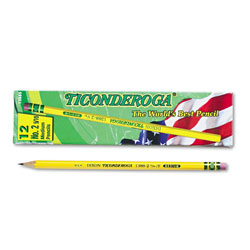 Dixon Ticonderoga Pencils, F (#2.5), Black Lead, Yellow Barrel, Dozen