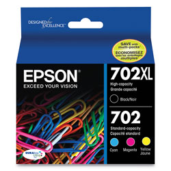 Epson T702XLBCS (702XL) DURABrite Ultra High-Yield Ink, Black/Cyan/Magenta/Yellow