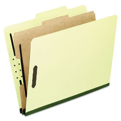 Pendaflex Four-, Six-, and Eight-Section Pressboard Classification Folders, 1 Divider, Embedded Fasteners, Letter, Light Green, 10/Box