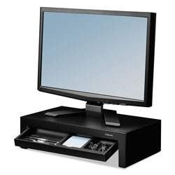 Fellowes Adjustable Monitor Riser with Storage Tray, 16 x 9 3/8 x 6, Black Pearl