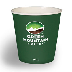Green Mountain Paper Hot Cups, 10 oz, Green Mountain Design, Multicolor, 1,000/Carton
