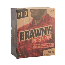 Brawny Professional® P100 Disposable Cleaning Towel, ¼-Fold, White, 148 Towels/Box, 20 Boxes/Case, Towel (WxL) 8" x 12.5"