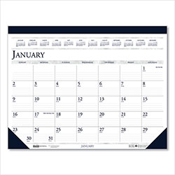 House Of Doolittle Recycled Two-Color Perforated Monthly Desk Pad Calendar, 18.5 x 13, Blue Binding/Corners, 12-Month (Jan-Dec): 2023