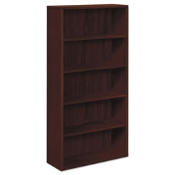 Hon 10500 Series Laminate Bookcase, Five-Shelf, 36w x 13-1/8d x 71h, Mahogany
