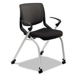 Hon Motivate Nesting/Stacking Flex-Back Chair, Onyx Seat/Black Back, Platinum Base