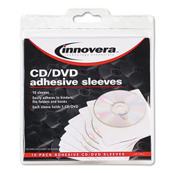 Innovera Self-Adhesive CD/DVD Sleeves, 10/Pack