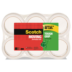 Scotch™ Tough Grip Moving Packaging Tape, 3" Core, 1.88" x 54.6 yds, Clear, 6/Pack