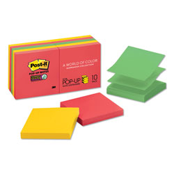 Post-it® Pop-up 3 x 3 Note Refill, 3" x 3", Playful Primaries Collection Colors, 90 Sheets/Pad, 10 Pads/Pack