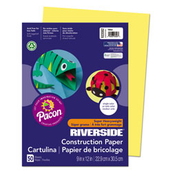 Riverside Paper Construction Paper, 9" x 12", Yellow
