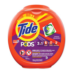 Tide PODS Laundry Detergent Liquid Pacs, High Efficiency Compatible, Spring Meadow Scent, 72 Per Pack