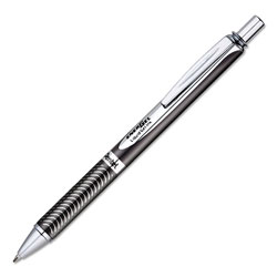 Pentel EnerGel Alloy RT Retractable Gel Pen, Medium 0.7mm, Black Ink, Black Barrel
