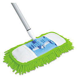 Solve Quickie Microfiber Dust Mop, 48 Steel Handle, Green, Each Save ...