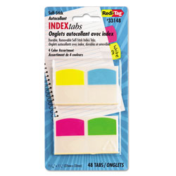 Redi-Tag/B. Thomas Enterprises Write-On Index Tabs, 1/5-Cut Tabs, Assorted Colors, 1.06" Wide, 48/Pack