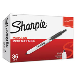 Sharpie® Retractable Permanent Marker, Fine Bullet Tip, Black, 36/Pack
