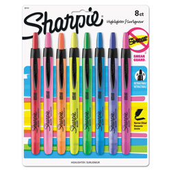 Sharpie® Retractable Highlighters, Chisel Tip, Assorted Colors, 8/Set