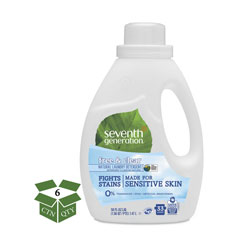 Seventh Generation Natural 2X Concentrate Liquid Laundry Detergent, Free/Clear, 33 loads, 50 oz Bottle, 6 Bottles per Case