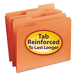 Smead Reinforced Top Tab Colored File Folders, 1/3-Cut Tabs, Letter Size, Orange, 100/Box
