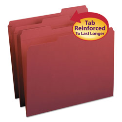 Smead Reinforced Top Tab Colored File Folders, 1/3-Cut Tabs, Letter Size, Maroon, 100/Box