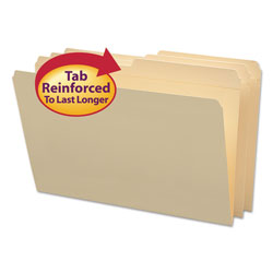 Smead Reinforced Tab Manila File Folders, 1/2-Cut Tabs, Legal Size, 11 pt. Manila, 100/Box