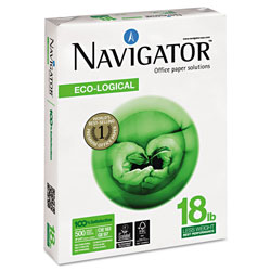 Navigator Eco-Logical Paper, 97 Bright, 18lb, 8.5 x 11, Bright White, 500 Sheets/Ream, 10 Reams/Carton