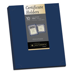 Southworth Certificate Holder, Navy, 105lb Linen Stock, 12 x 9 1/2, 10/Pack