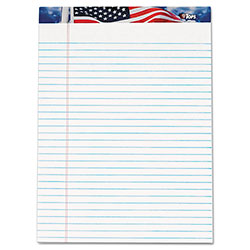 TOPS American Pride Writing Pad, Wide/Legal Rule, 8.5 x 11.75, White, 50 Sheets, 12/Pack