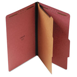 Universal Four-Section Pressboard Classification Folders, 1 Divider, Legal Size, Red, 10/Box