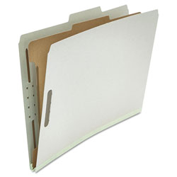 Universal Four-Section Pressboard Classification Folders, 1 Divider, Legal Size, Gray, 10/Box
