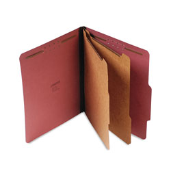 Universal Six--Section Pressboard Classification Folders, 2 Dividers, Letter Size, Red, 10/Box