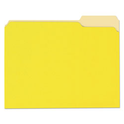 Universal Deluxe Colored Top Tab File Folders, 1/3-Cut Tabs, Letter Size, Yellowith Light Yellow, 100/Box