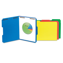 Universal Deluxe Reinforced Top Tab Folders with Two Fasteners, 1/3-Cut Tabs, Letter Size, Blue, 50/Box
