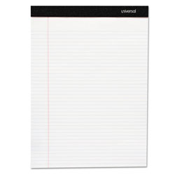 Universal Premium Ruled Writing Pads, Wide/Legal Rule, 8.5 x 11, White, 50 Sheets, 6/Pack